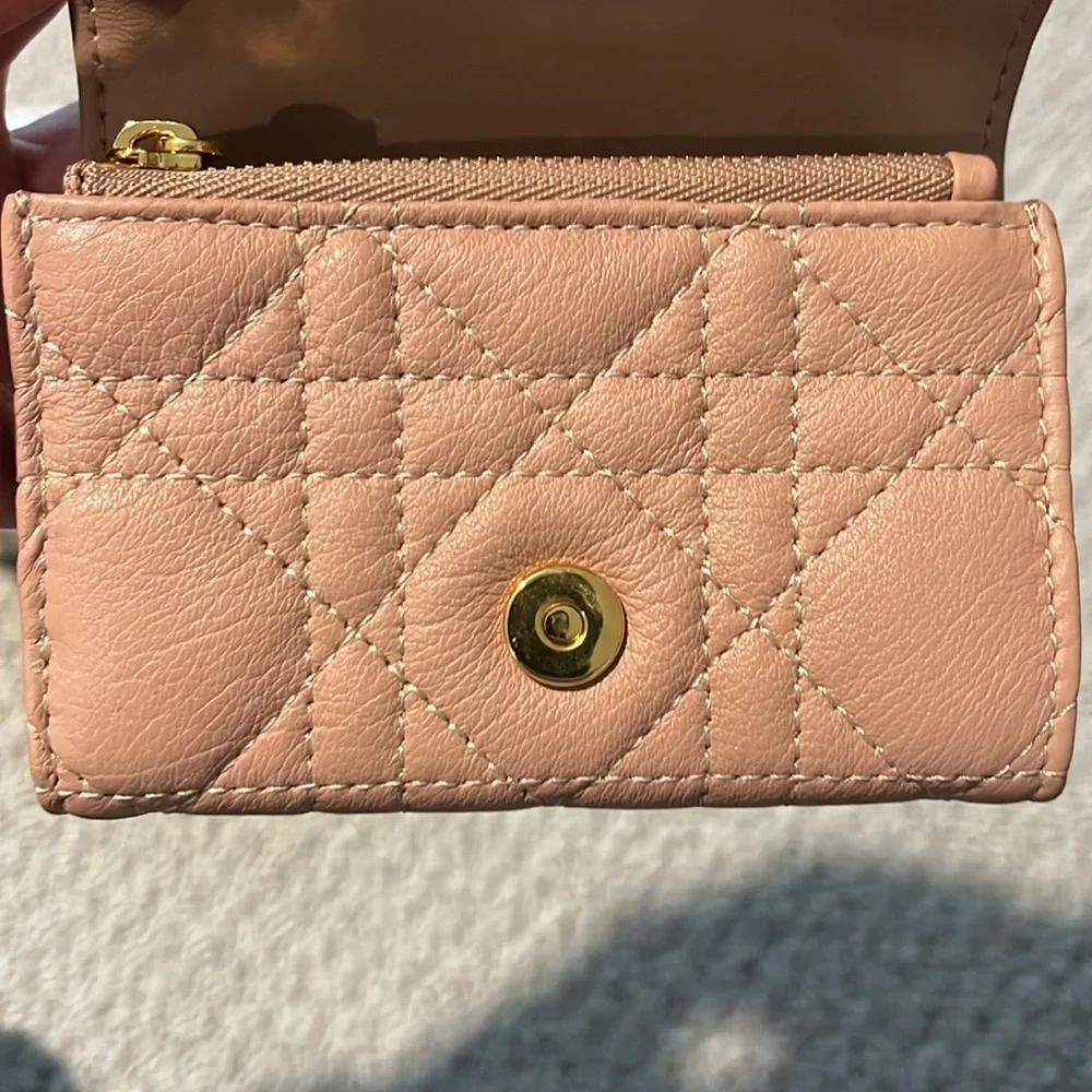 Dior Caro Glycine Wallet in Rose de Vents Supple Cannage Calfskin S5132UWHC_M49P